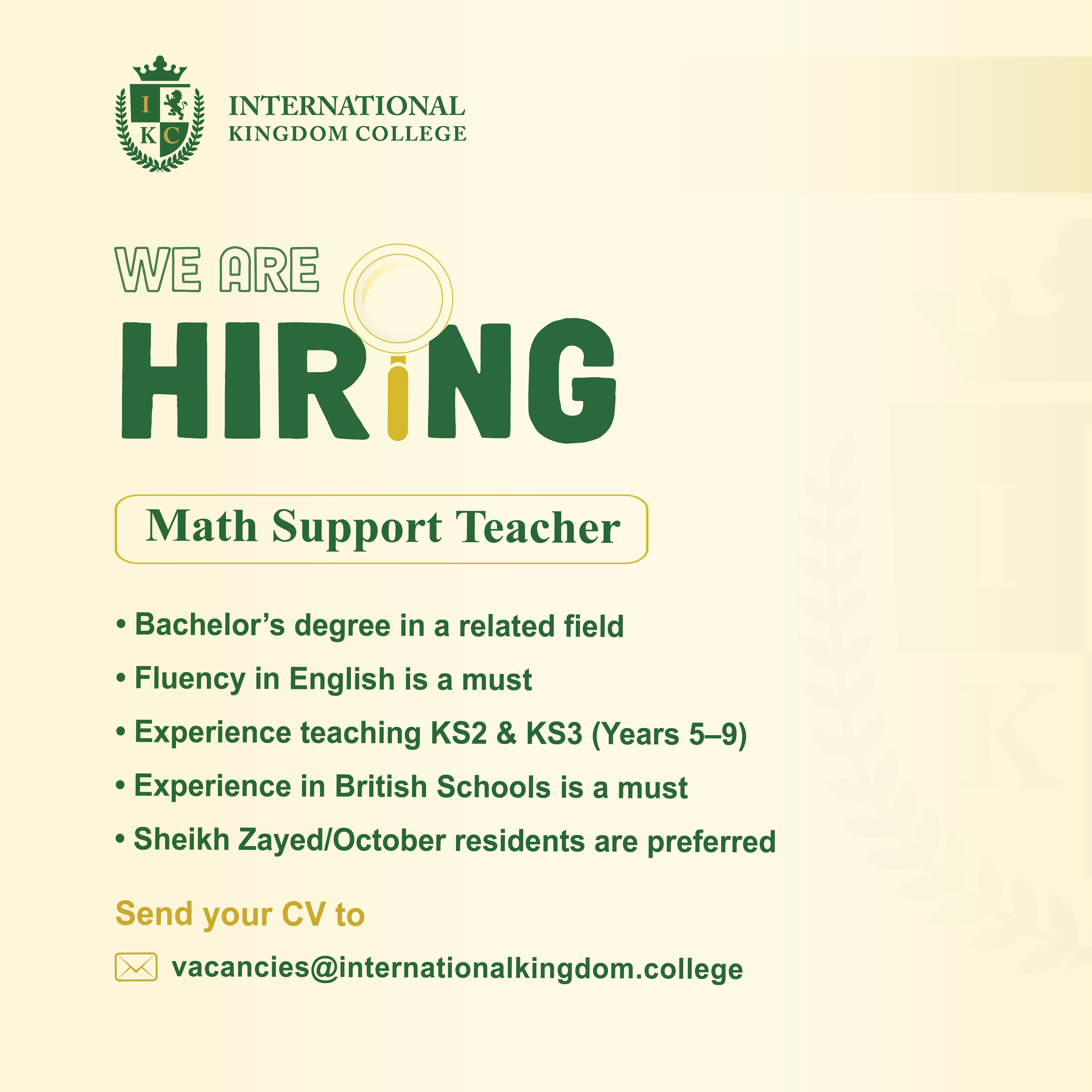 Math Support Teacher